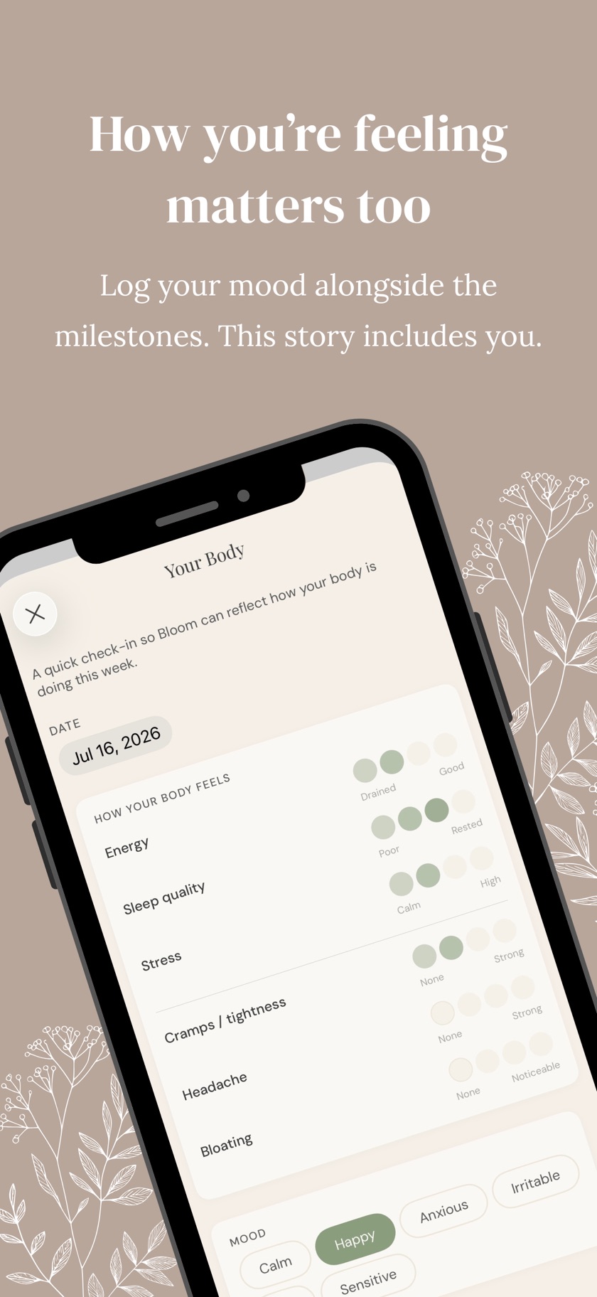 Your Body check-in — energy, sleep, stress, and mood